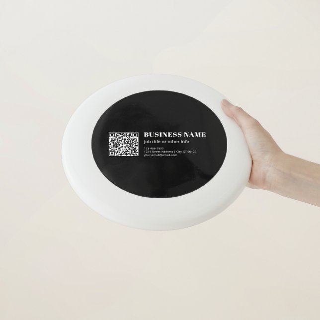 Custom QR code & Editable Retro-Modern Text Wham-O Frisbee (In Hand)