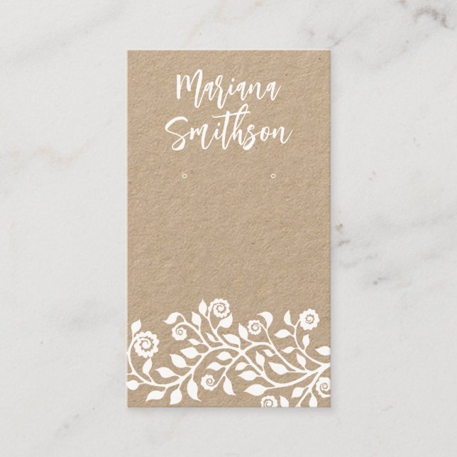 Custom QR Code Elegant Swirl Earrings Display Card (Front)