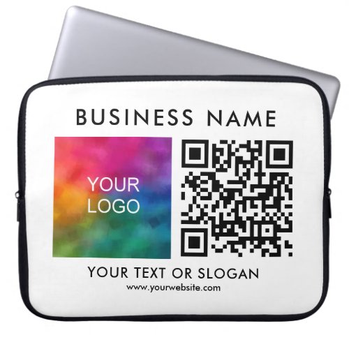 Custom QR Code Elegant Upload Business Logo Here Laptop Sleeve