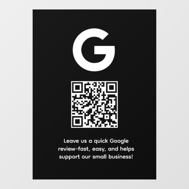 Custom QR Code | Google Reviews Business Display Window Cling (Sheet)