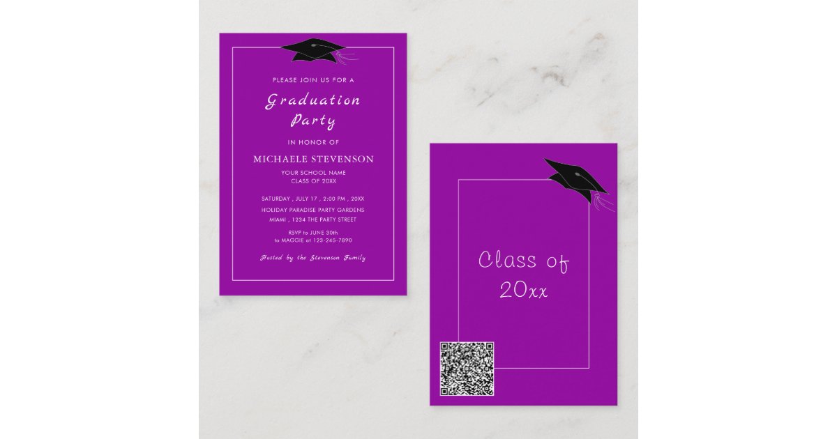 Custom QR Code Graduation Invitation Your Colors | Zazzle