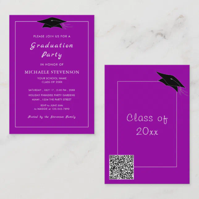 Custom QR Code Graduation Invitation Your Colors | Zazzle