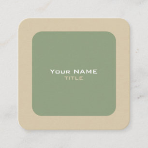 Custom QR Code Green and Beige Square Business Card