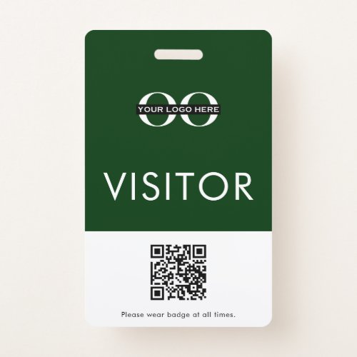 Custom QR Code Green Visitor Badge