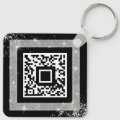 Custom QR Code Holographic Glitter Black Sparkles Keychain | Zazzle