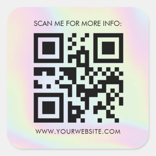 Custom QR Code  Holographic Pastel Business Promo Square Sticker