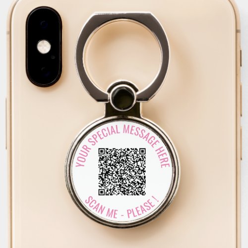 Custom QR Code Info and Text Phone Ring Stand Gift