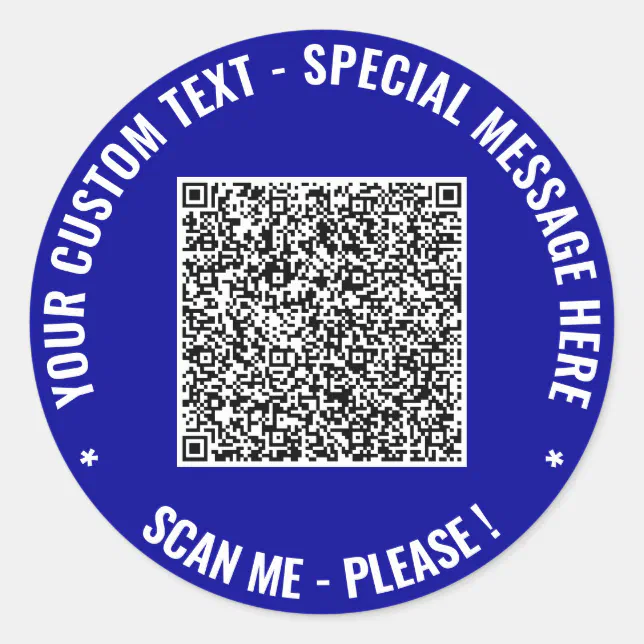 Qr Code Name Text Custom QR Code Info and Text Stickers Template | Zazzle