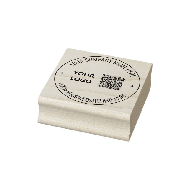 Custom QR Code Info Logo Text Round Rubber Stamp (Stamp)