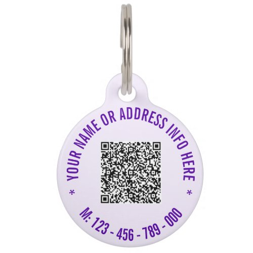 Custom QR Code Info Phone Text Your Pet ID Tag