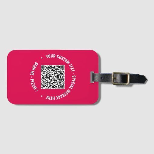 Custom QR Code Info Text and Colors Luggage Tag Zazzle