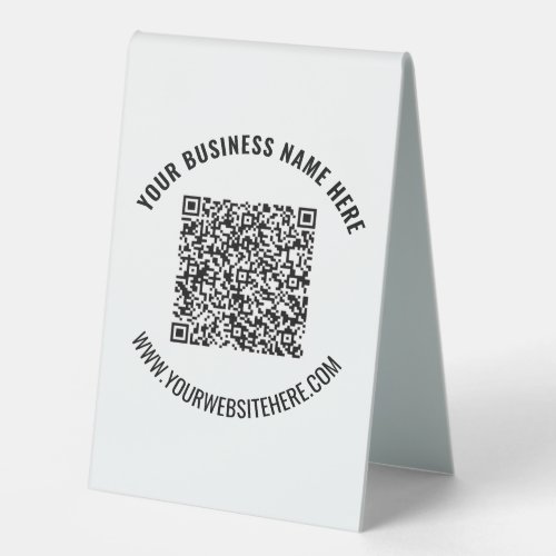 Custom QR Code Info Text Business Table Tent Sign