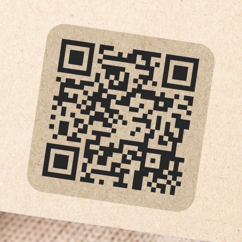 Custom QR code Kraft paper look Square Sticker