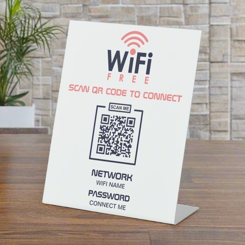 Custom QR Code l Free WIFI Password Network Pedestal Sign