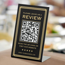 Custom QR Code Leave a Review Classic Black Gold