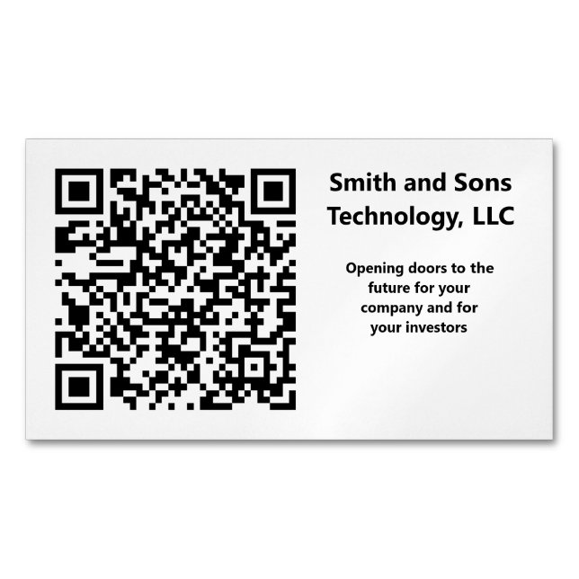 Custom QR Code Linked to your Website Business Card Magnet (Front)