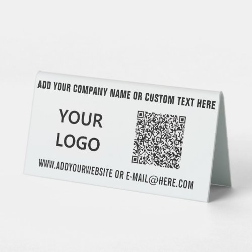 Custom QR Code  Logo and Text Table Tent Sign