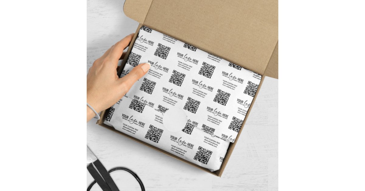 Custom QR Code Logo Business Company Packaging Tissue Paper | Zazzle