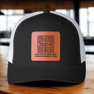 Custom QR Code Logo Business Company Website Leather Patch Hat