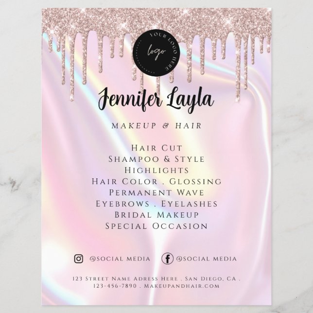 Custom QR Code Logo Elegant Pearlescent Pink Flyer (Front)