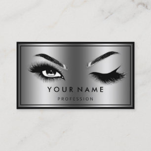 Custom QR CODE Logo Eyelashes Frame Gray Business Card