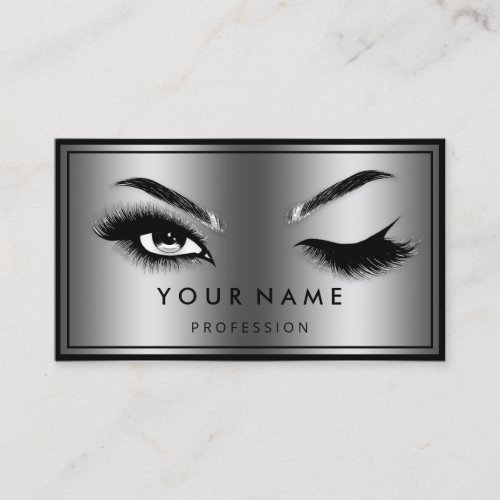 Custom QR CODE Logo Eyelashes Frame Gray Business Card