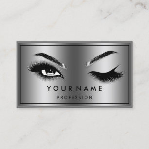 Custom QR CODE Logo Eyelashes Frame Silver Business Card