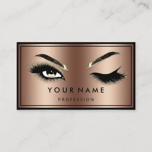 Custom QR CODE Logo Eyelashes Rose Gold Business Card