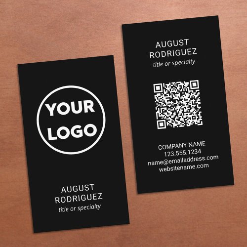 Custom QR Code Logo Modern Black Business Card