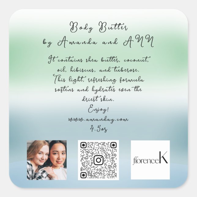 CUSTOM QR CODE LOGO PHOTO PRODUCT DESCRIPTION SQUARE STICKER (Front)