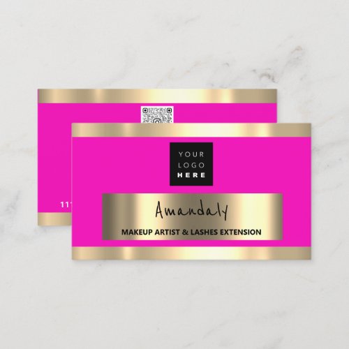Custom QR CODE Logo Pink Gold  Business Card