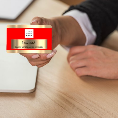 Custom QR CODE Logo Red Gold  Business Card