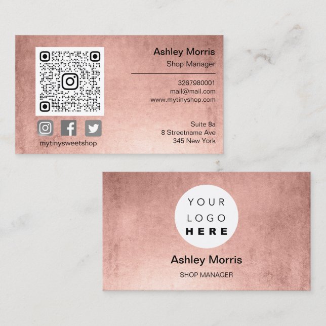 Custom QR Code Logo Social Online Shop Insert (Front/Back)