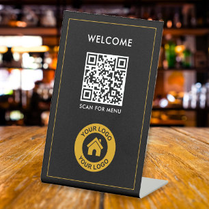 Custom QR Code Logo Text Modern Business Pedestal Sign