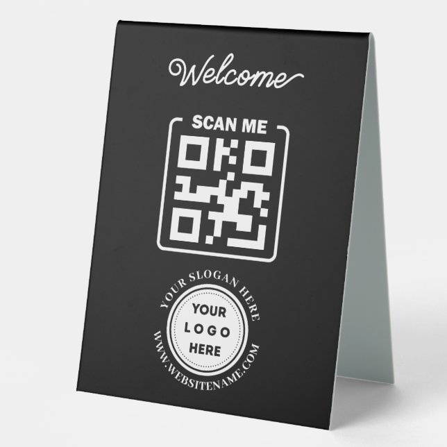 Custom QR Code Logo Text Modern Business Table Tent (Front)