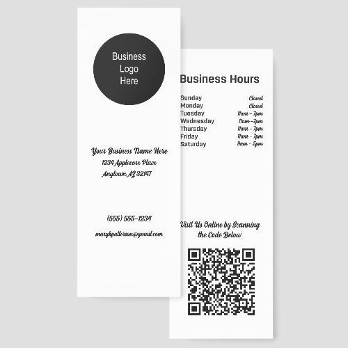 Custom QR Code Logo with Business Hours  Bookmarks