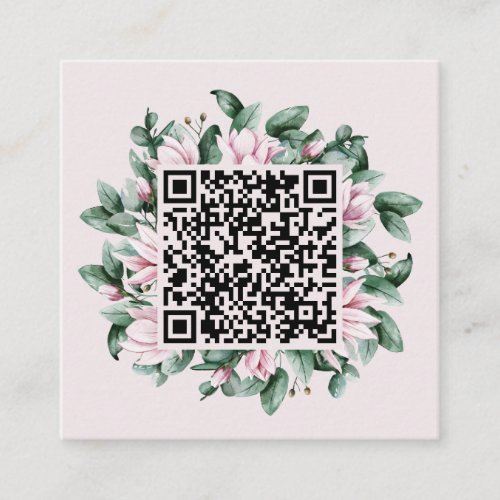 Custom QR Code Magnolia Flower Frame Wedding Enclosure Card