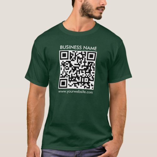 Custom QR Code Mens Modern Deep Forest Green T_Shirt