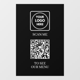Custom QR Code Menu   Modern Black Contactless  Wall Decal