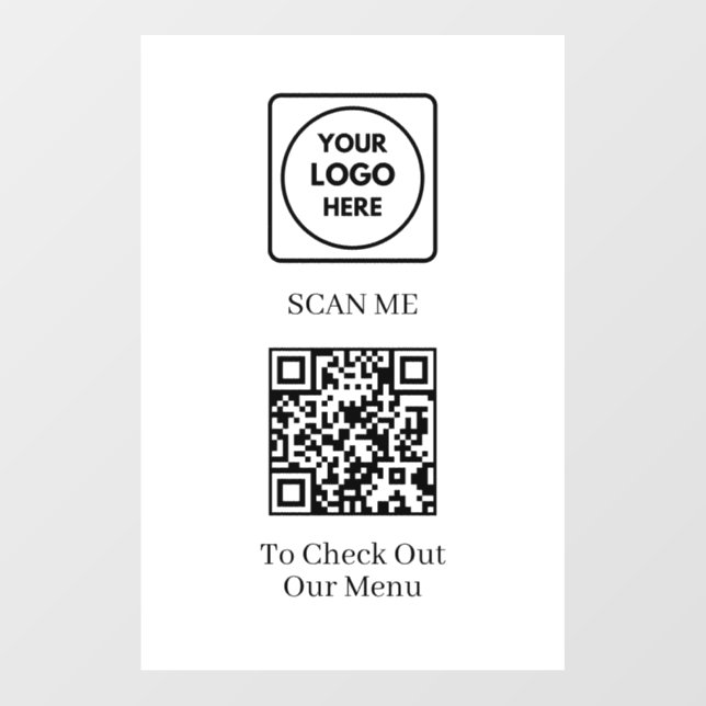 Custom QR Code Menu | Modern Contactless Display Wall Decal (Front)