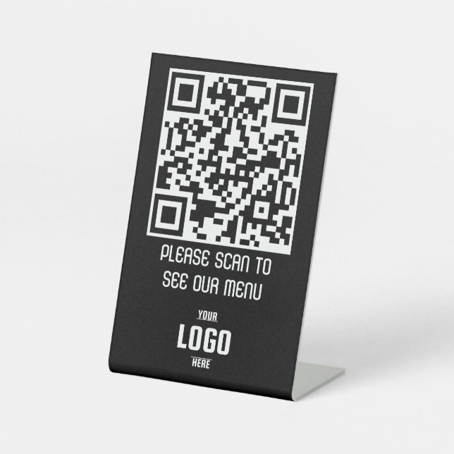Custom QR Code Menu Pedestal Sign for Restaurants  (Front)