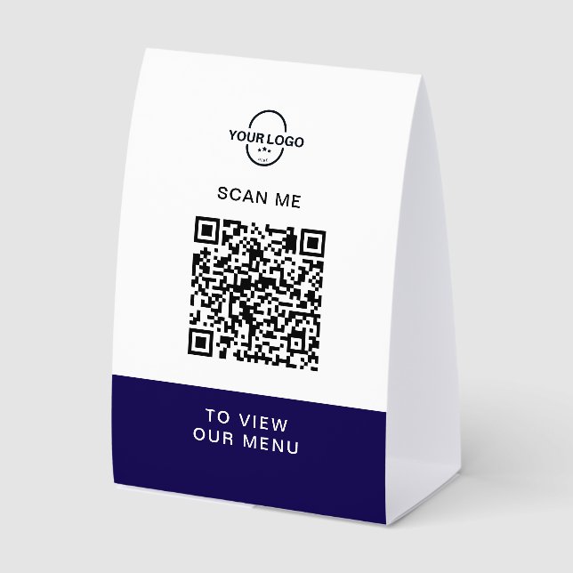 Custom QR Code Menu Stand | Contactless Restaurant Paper Table Tent (Front)