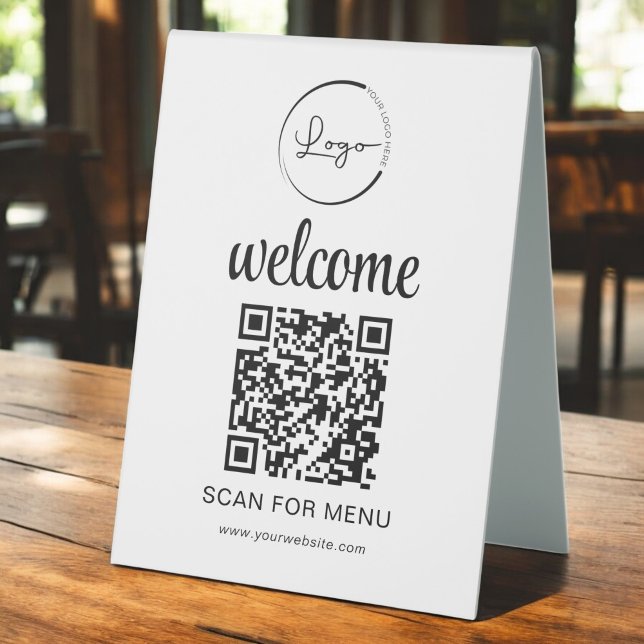 Custom QR Code Menu Text Modern Business Table Tent (Creator Uploaded)