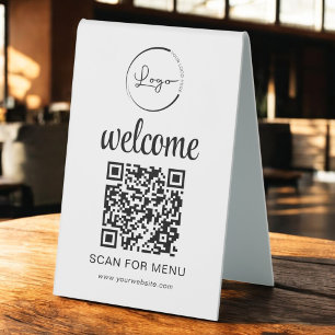 Custom QR Code Menu Text Modern Business Table Tent