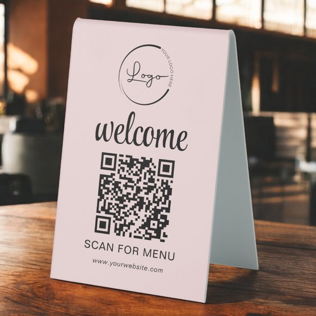 Custom QR Code Menu Text Modern Business Table Tent (Creator Uploaded)