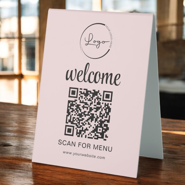 Custom QR Code Menu Text Modern Business Table Tent (Creator Uploaded)