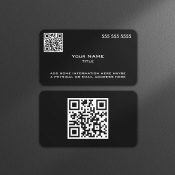 Custom Qr Code Modern Black Business Card by JerryLambert at Zazzle