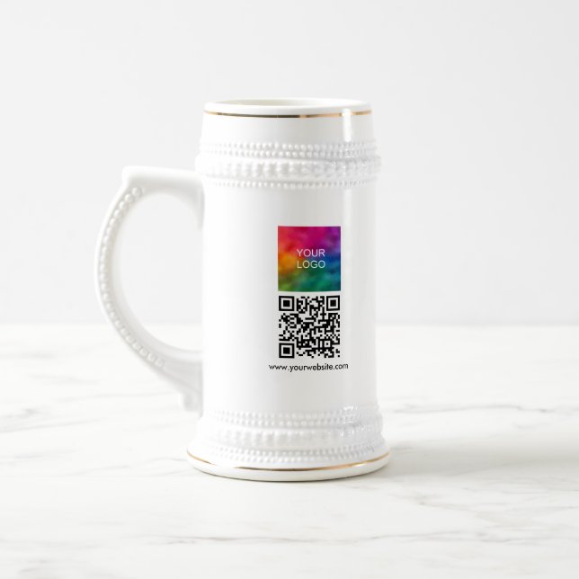 Custom QR Code Modern Elegant Upload Logo Beer Stein (Left)