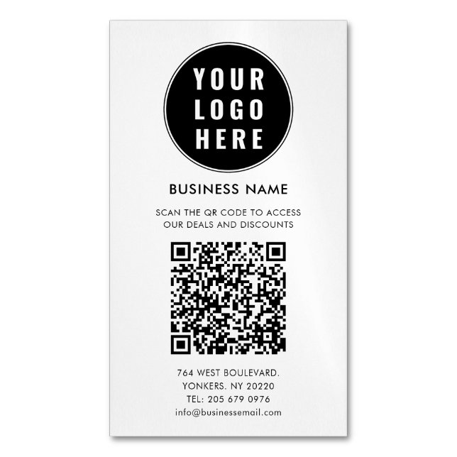 Custom QR Code Modern Logo Minimalist Business Card Magnet (Front Vertical)