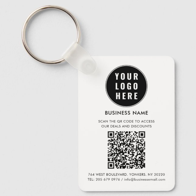 Custom QR Code Modern Logo Minimalist Keychain (Front)